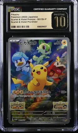 CGC 10 PRISTINE Pikachu Holo Promo 001/SV-P Scarlet & Violet Japanese Pokemon - Image 1