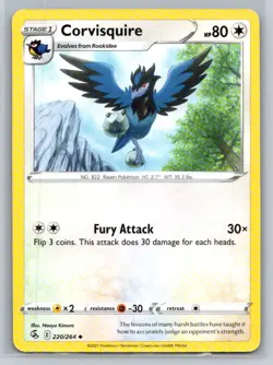 Corvisquire #220/264 SWSH08: Fusion Strike Uncommon - Pokemon Cards F53 - Image 1