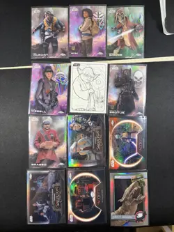 Star Wars Chrome 2025 Lot - Ray wave, Refractors, Yoda Color Card - Image 1
