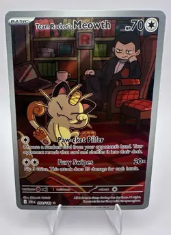Team Rockets Meowth 203/182 SV10 Destined Rivals Illustrated Card (NM) - Image 1