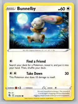 Bunnelby #214/264 SWSH08: Fusion Strike Common - Pokemon Cards F53 - Image 1