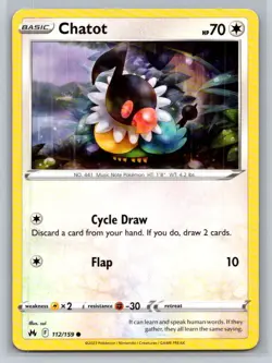 Chatot #112/159 Crown Zenith Common - Pokemon Cards F53 - Image 1
