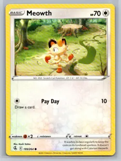 Meowth #199/264 SWSH08: Fusion Strike Common - Pokemon Cards F53 - Image 1