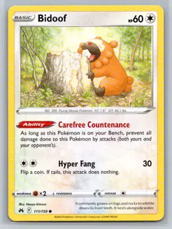 Bidoof #111/159 Crown Zenith Common - Pokemon Cards F53 - Image 1