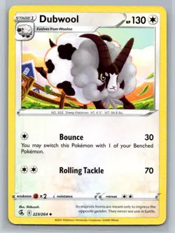 Dubwool #223/264 SWSH08: Fusion Strike Uncommon - Pokemon Cards F53 - Image 1