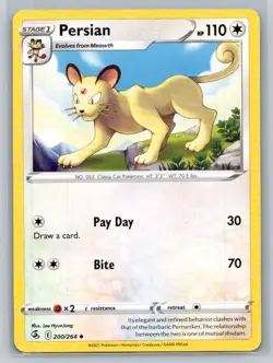Persian #200/264 SWSH08: Fusion Strike Uncommon - Pokemon Cards F53 - Image 1