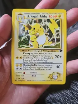 Pokemon Card Lt Surge's Raichu 11/132 Gym Challenge Set Holo Rare NM/MT - Image 1