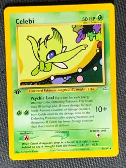 Celebi 16/64 Rare Pokemon Card Neo Revelation TCG Non Holo 2000 1st Ed - Image 1