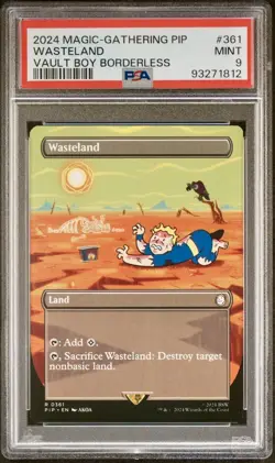 Wasteland Vault Boy, 0361 (Borderless) - MTG: Fallout (PIP) - PSA 9 - Image 1