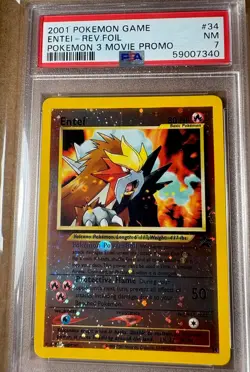 2001 Pokemon Game #34 Entei Reverse Foil Black Star Promo PSA 7 - Image 1