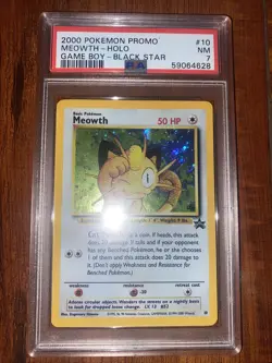 Pokemon Promo Meowth Holo Game Boy Black Star 2002 PSA 7 NM - Image 1