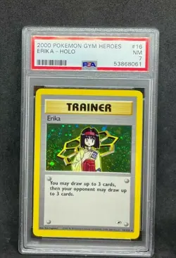 2000 Pokemon Gym Heroes Erika 16/132 Holo Foil Rare WOTC Vintage PSA 7 NM - Image 1
