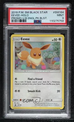 Eevee Holo Pokemon Sun & Moon Black Star Promo PSA 9 MINT - Image 1