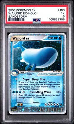 POKEMON EX SANDSTORM WAILORD EX 100/100 HOLO ULTRA RARE PSA 5 - EXCELLENT - Image 1