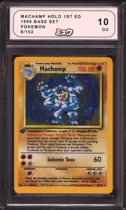 Pokemon 1999 Machamp 8 1st Edition Holo Rare Base Set OC MEW 10 - Image 1