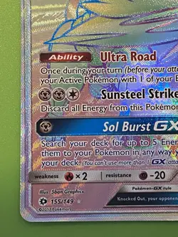 pokemon 🇨🇦 Only Solgaleo GX Secret Rare Sun And Moon Base #155 - Image 5