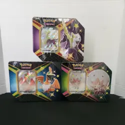 Pokemon Shining Fates Boltund Cramorant Eldegoss V Tin Set of 3 Sealed - Image 1