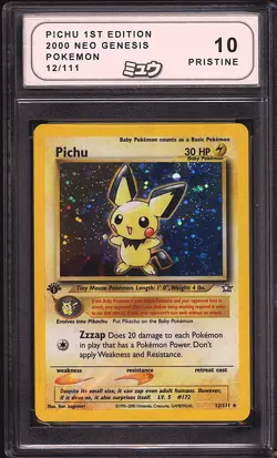 Pokemon 2000 Pichu 12/111 Holo Neo Genesis 1st Edition PRISTINE MEW 10 - Image 1