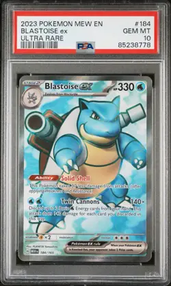 Pokemon Scarlet & Violet 151 Blastoise EX English Card 184/165 PSA 10 GEM MINT - Image 1