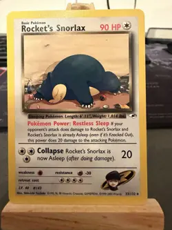 Pokemon TCG Rockets Snorlax 33/132 Gym Heroes Unlimited Card - Image 1