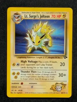 Lt. Surge's Jolteon 28/132 Gym Challenge Rare Pokemon Card Excellent Condition - Image 1