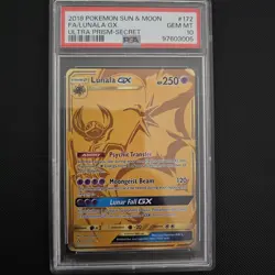 Pokemon Lunala GX TCG Secret Rare Card 172/156 Sm-Ultra Prism Holo PSA 10 - Image 1