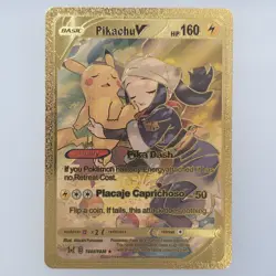 Pokemon Pikachu V 160hp Gold Foil Fan Art Collector Card TCG - Image 1