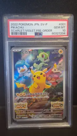 Pikachu 001/SV-P SV Scarlet/Violet Pre Order Promo Japanese Pokemon Card PSA 10 - Image 1
