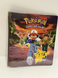 Vintage Nintendo 1999 Ash Brock and Misty Pokemon 3-Ring Card Binder Used - Image 1