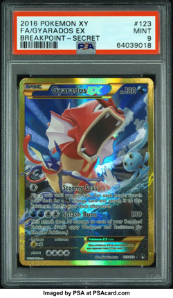 2016 POKEMON XY BREAKPOINT SECRET #123 FULL ART/GYARADOS EX PSA 9 MINT - Image 1