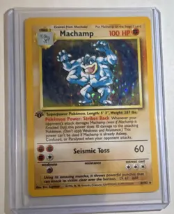 Pokemon TCG Machamp 8/102 Base Set Holo Rare 1st Edition 100 HP Stage 2 English - Image 1