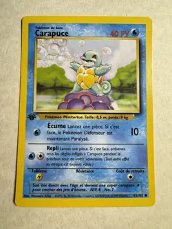 1st Edition French Squirtle (Carapuce) 63/102 Base Set 1999 Pokemon Near Mint/LP - Image 1