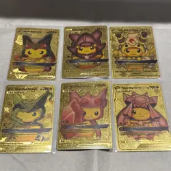 Set of 6 Pokemon Pikachu Cosplay Gold Foil Fan Art NM - Excellent Condition - Image 1