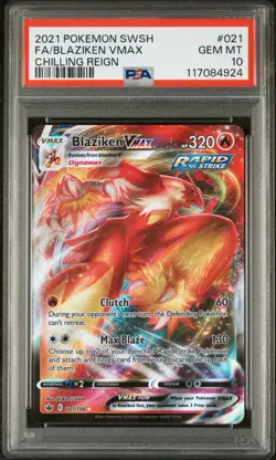 2021 Pokemon Sword & Shield Chilling Reign #021 Blaziken Vmax Full Art • PSA 10 - Image 1