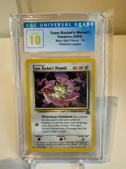 Pokemon Team Rocket's Meowth Black Star League Promo #18 CGC 10 Pristine - Image 1