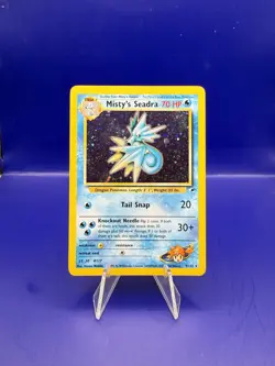 Misty's Seadra 009/132 PRERELEASE Stamped Gym Heroes Pokemon TCG Holo Card - Image 1