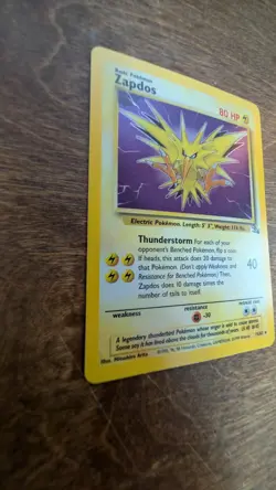 1999 Pokemon Fossil Zapdos 15/62 Holo Rare WOTC Vintage - Image 3