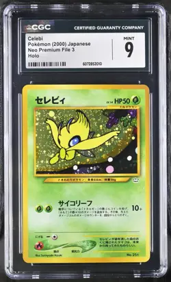 CGC 9 Mint Celebi Neo Premium File 3 Japanese Pokemon Card Holo - Image 1