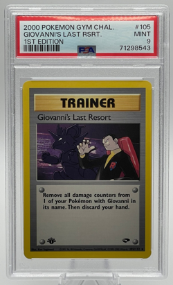 2000 POKEMON GYM CHALLENGE #105 GIOVANNI'S LAST RESORT 1ST EDITION PSA 9 MINT - Image 1