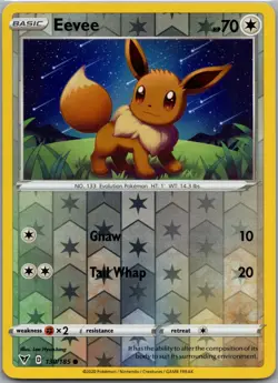 Eevee 130/185 Common Vivid Voltage Pokemon Reverse Holo Near Mint - Image 1