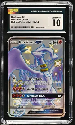 Pokemon Reshiram GX SV51/SV94 Hidden Fates Shiny Vault English CGC 10 Gem Mint - Image 1