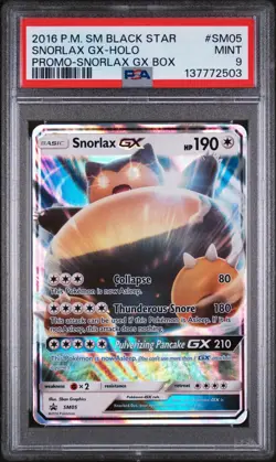 2016 POKEMON SM BLACK STAR PROMO SNORLAX GX BOX #SM05 SNORLAX GX-HOLO PSA 9 - Image 3