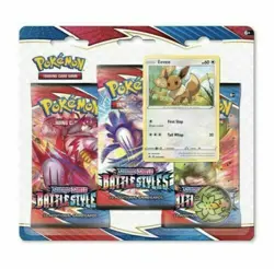 Pokemon TCG: Sword & Shield BattleStyles Blister 3 Booster Pack w/ Eevee!!! - Image 1