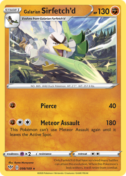 Galarian Sirfetch'd 98/189 Rare | Darkness Ablaze | Pokemon Card - Image 1