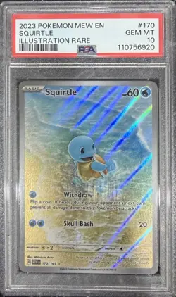 2023 Pokemon MEW EN Squirtle #170 Illustration Rare PSA 10 Pokemon 151 - Image 1