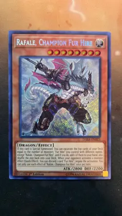 Yu-Gi-Oh TCG Rafale, Champion Fur Hire DASA-EN023 1st Edition Secret Rare NM - Image 1