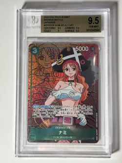 BGS Gem Mint 9.5 2022 One Piece Paramount War Japanese Nami OP02-036 SR Alt Art - Image 1