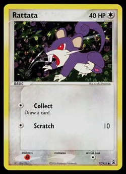 Pokemon Card - Rattata FireRed & LeafGreen 77/112 Reverse Holo Common - Image 1