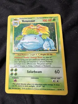 Venusaur 15/102 Holo Rare 100 HP Base Set English Pokemon Card - Image 1
