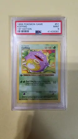 1st Ed Shadowless Koffing 51/102 PSA 9 Mint Base Set Pokemon Card - Image 1